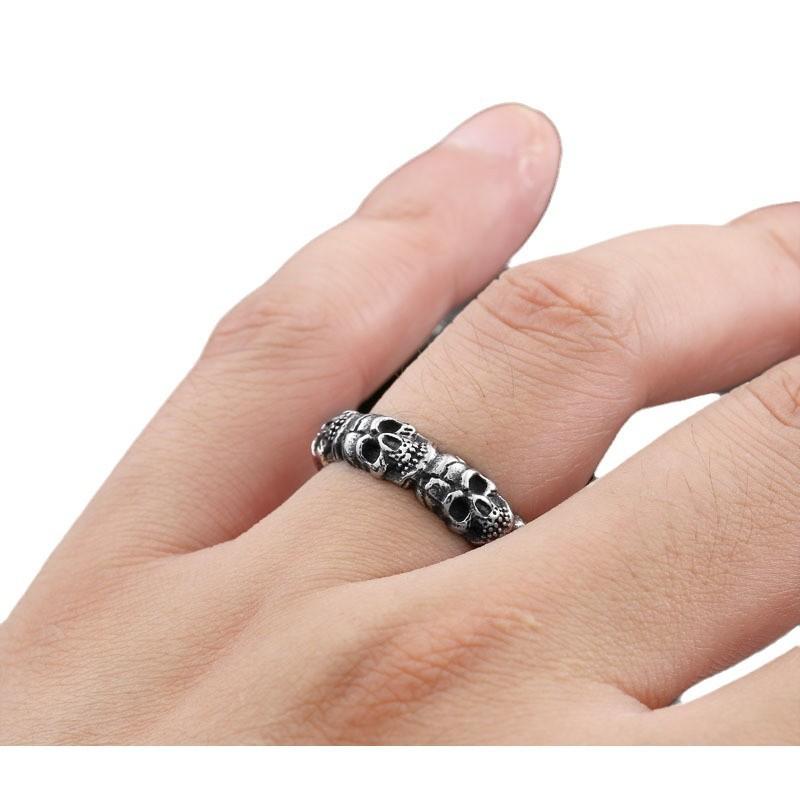 Titanium Steel Skull Head Ring Punk Style Fashion Jewelry