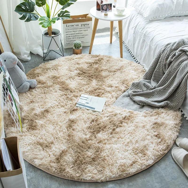 Super Soft Plush Round Rug Mat Fluffy White Carpets for Living Room Home Decor Bedroom Kid Room Decoration Salon Thick Pile Rug