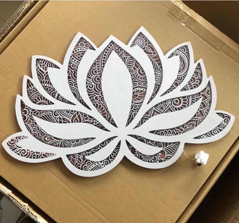 3D New Yoga Room Background Wall Night Light Lotus Flower Small Yoga Room Creative Lotus Atmosphere Night Light Led Home