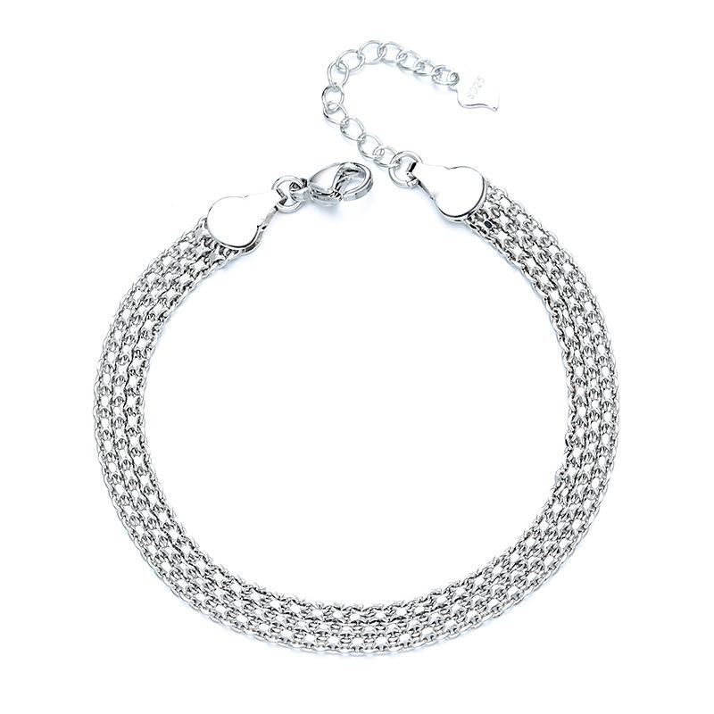 Braccialetto d'Argento Thailandese da Donna Vintage Geometrico Cuore Amore Fortunato Punk Gioielli 2023 Nuovo