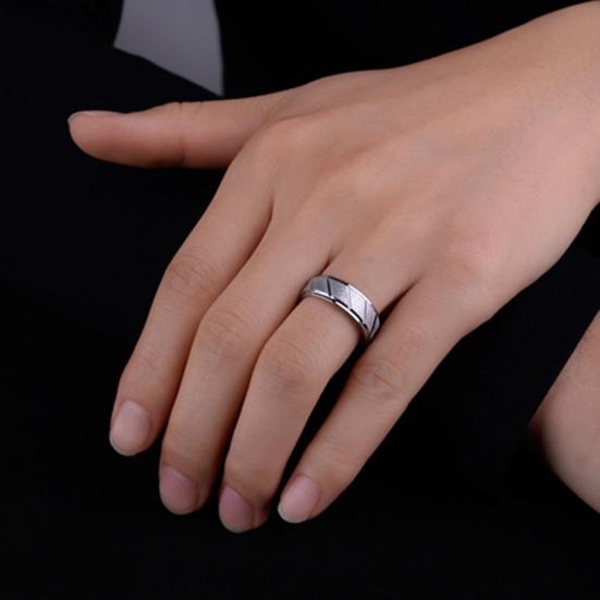 Men Matte Geometric Band Finger Ring Wedding Engagement Jewelry Gift