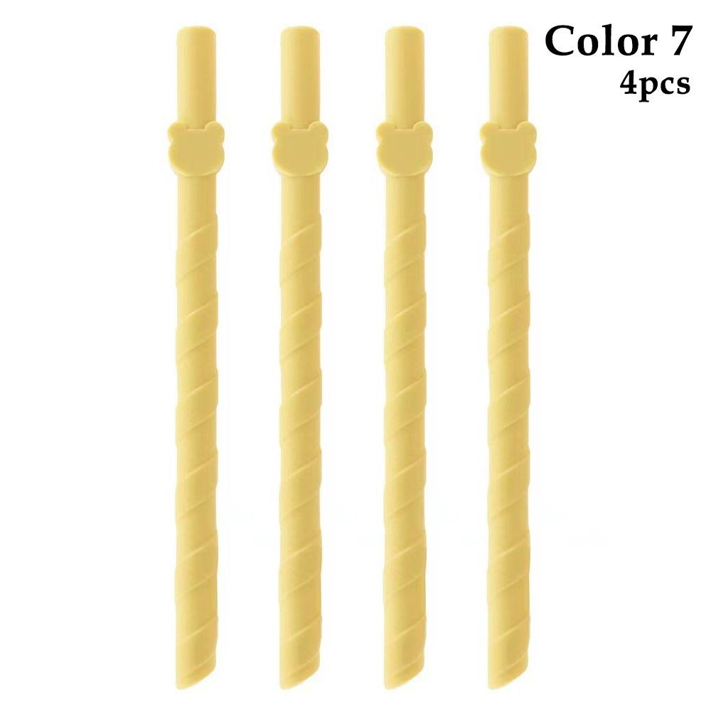 4Pcs Children's Milk Tea Straight Straws Food Grade Reusable Straws Creative Silicone Straws