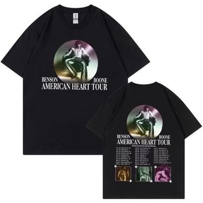 Streetwear Tide Tops Casual Benson Boone America Heart Tour Hip Hop Album 2025 T-shirt Men Women Short-sleeved Oversized T Shirt