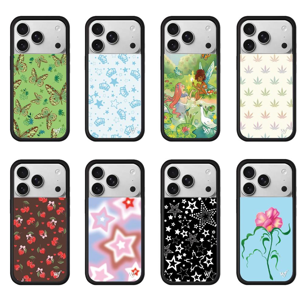 INS 3D WF Wildflower Star Cherry Flowers Phone Case for 17 Pro Max 16 12 13 14 15 Plus 17 Pro Fundas Cute Butterfly Cover Cases