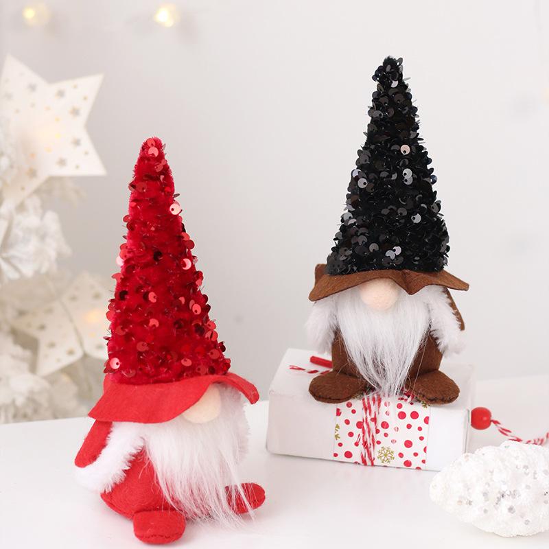 Christmas Decoration Sequin Faceless Santa Claus Figurine, Home Christmas Small Gift