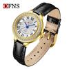 New Fashionable Casual Retro Style Inlaid Diamond Round Women's Quartz Watch Waterproof Retro Leather Watches
