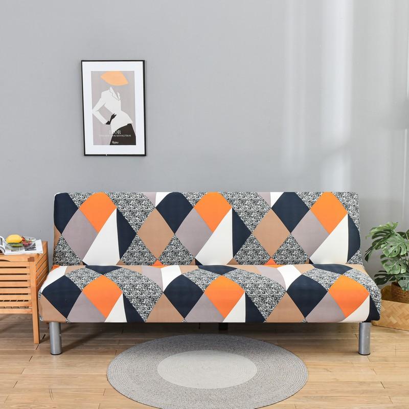 Černá Geometric skládací potah na pohovku Potahy na pohovku Spandex Stretchdouble Potah na sedadlo Potahy do obývacího pokoje Geometrický tisk