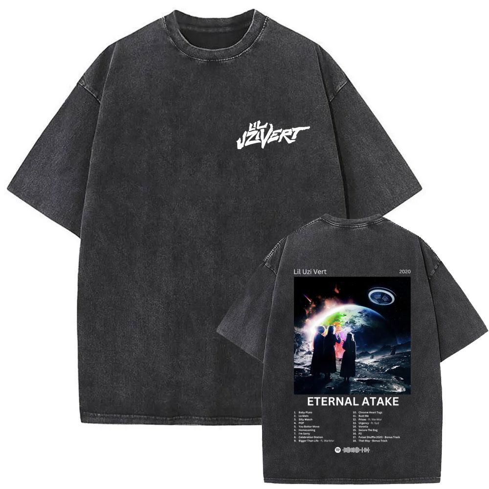 Washed Rapper Lil Uzi Vert Vintage Graphic T Shirts Men Women Hip Hop Short Sleeve Oversized Streetwear Fashion Tshirts Unisex