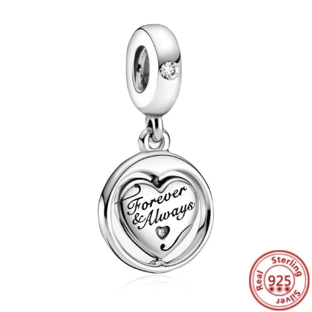 925 Silver Love Collection Beaded Pendant Charm Accessory Bracelet Women 'S Diy Jewelry