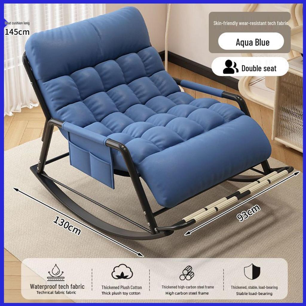 Double Rocking Sofa Chair: Comfortable Lazy Chair for Office, Bedroom, Balcony, Living Room - Perfect for Midday Naps and Leisure.