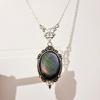 Temperament Victorian Geometric Ellipse Colored Cameo Resin Pendant Necklace for Women Halloween Charm Retro Jewelry Accessories