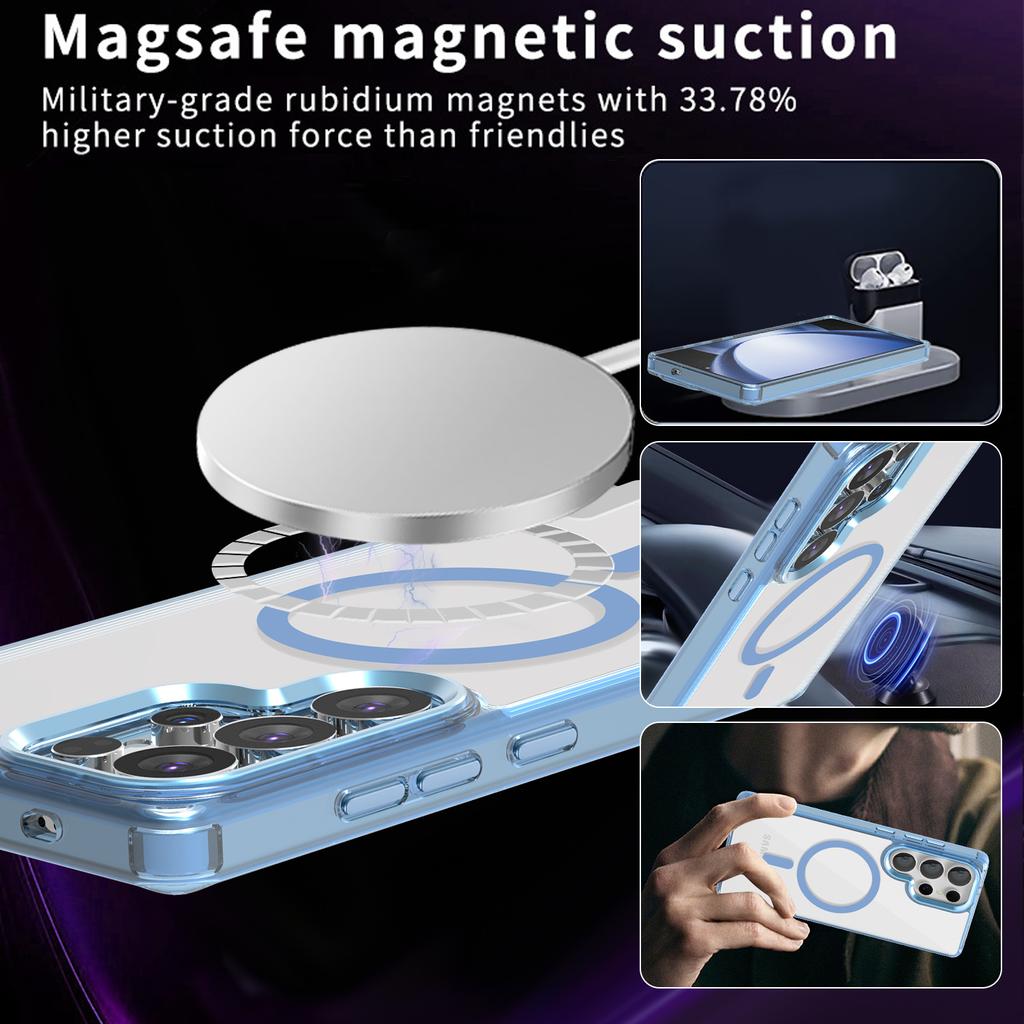 Luxury Acrylic Clear For MagSafe Wireless Charge Case For Samsung Galaxy S25 S24 Ultra FE A56 A36 A16 A15 A35 A55 Magnetic Cover