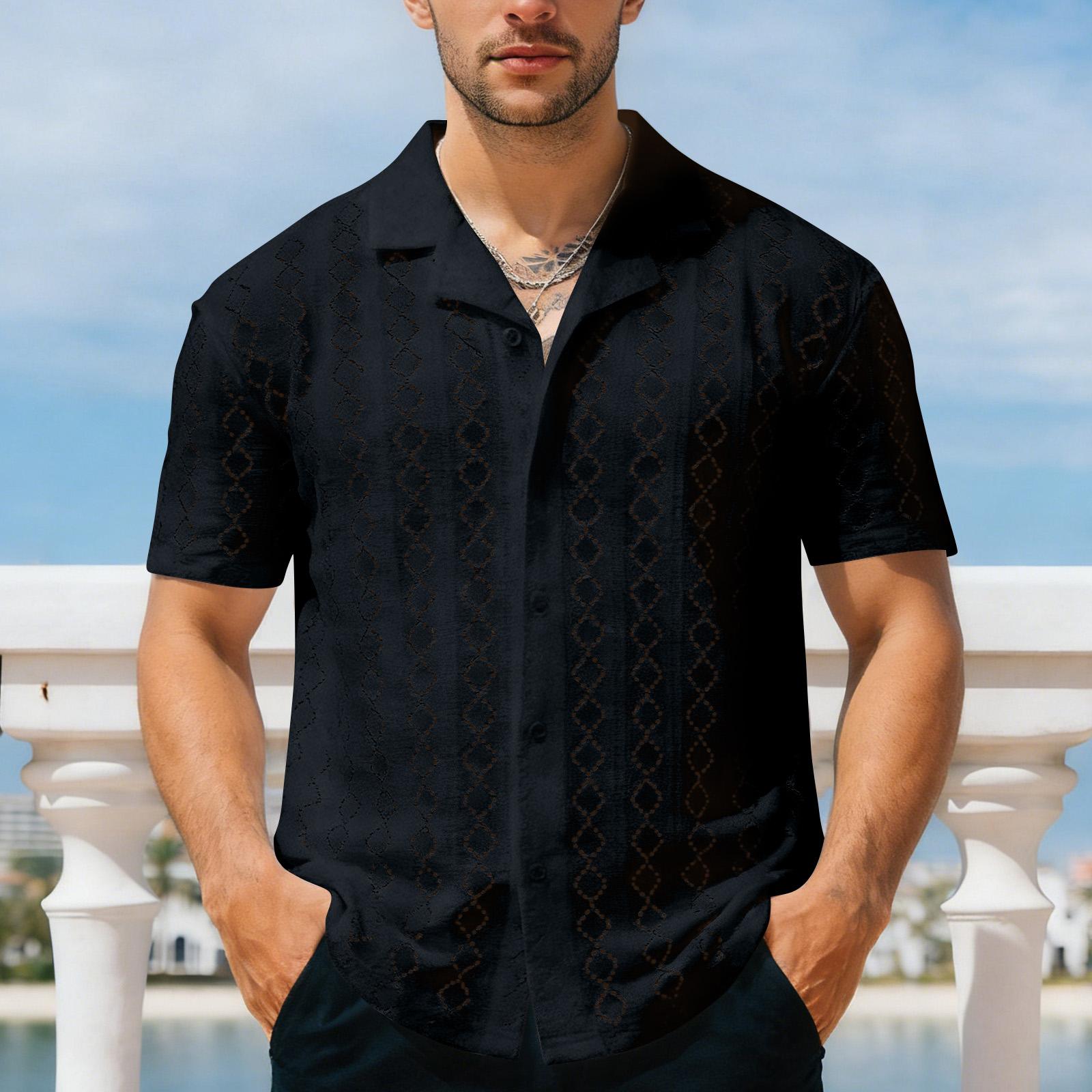 

Мужская открытая повседневная удобная рубашка с воротником M чёрный