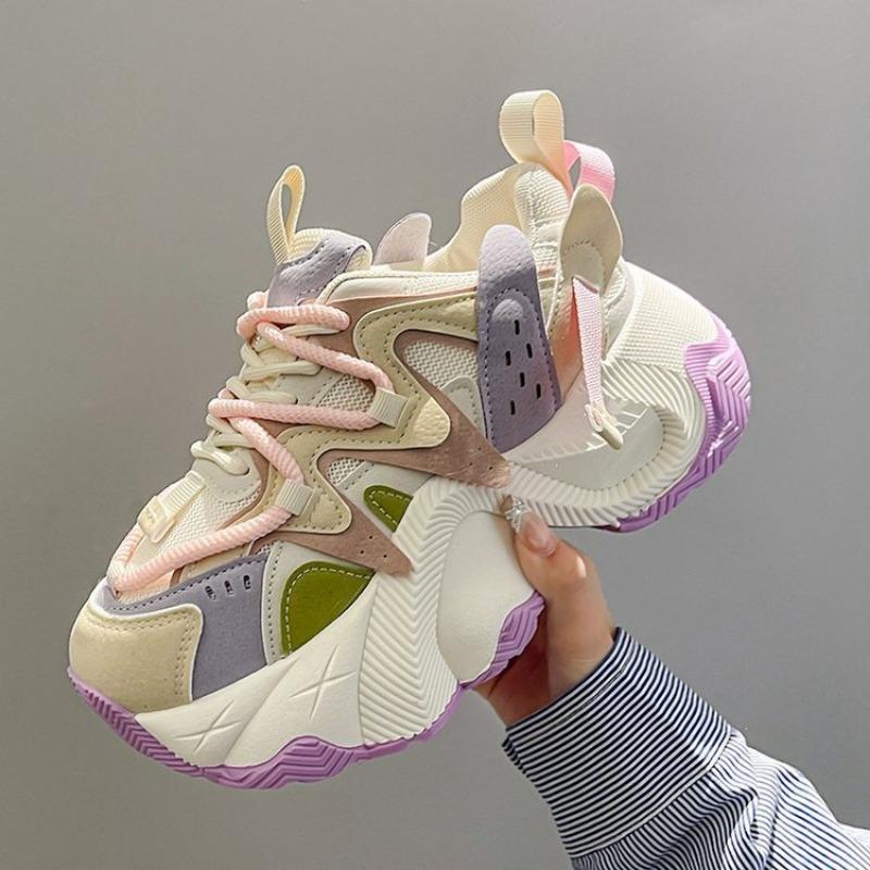 

Thick sole heightening small man spring and autumn fashion round head cross lace-up casual dad shoes women s 39 лавандовый