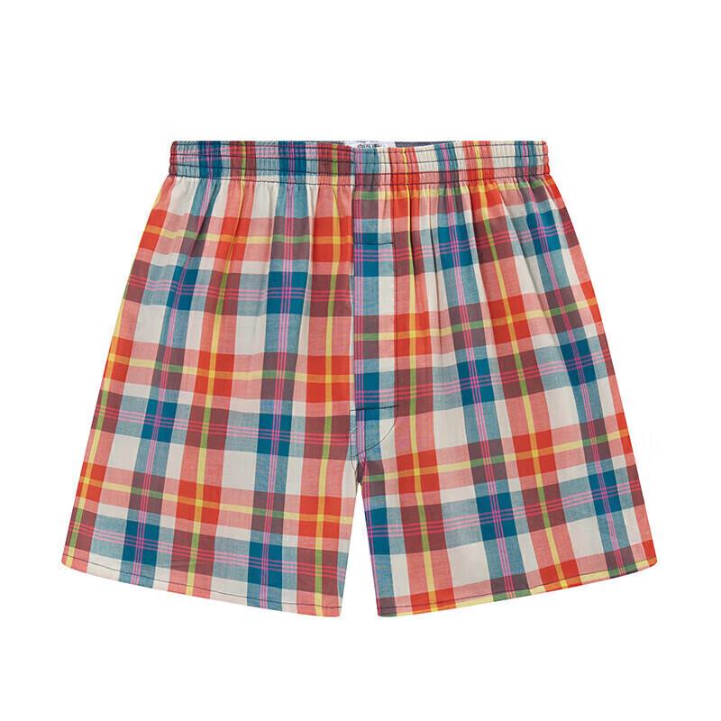 Yiershuang Men's 100% Cotton Woven Plaid Boxer Briefs (3-Pack)