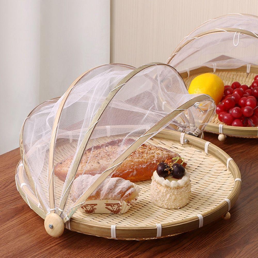 Bamboo Anti-insect Dustproof Basket Reusable Fruit Vegetable Tray Food Storage Basket  Kitchen Tool