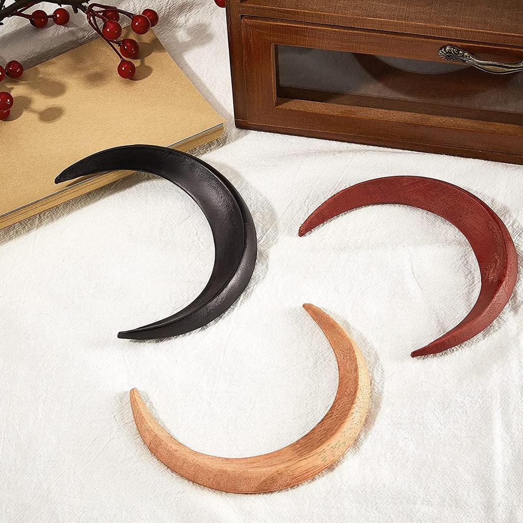 Moon Hairpin: Crescent-Shaped Wooden Hair Fork and Styling Clip, New Chinese Style.
