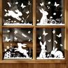 White Jumping Bunny Easter Window Clings Static Cling for Home Party Scene Decoration Removable Reusable