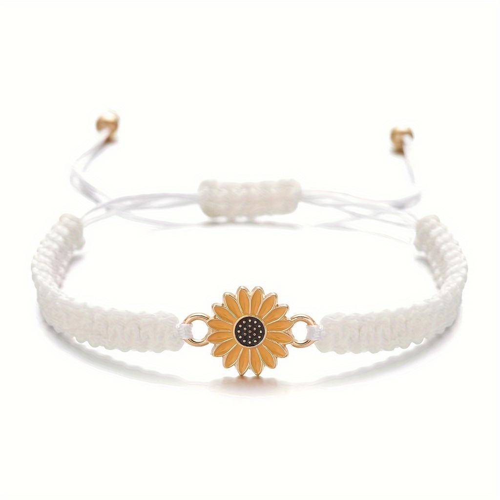 [Synthetic Fiber Rope Fashion Accessory] Chic Sunflower & Daisy Braided Bracelet - Fashion Accessory, Synthetic Fiber Rope