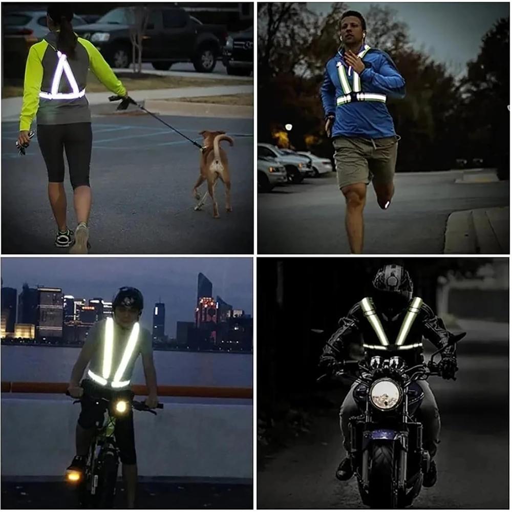 1PCS Reflective Running Vest, Elastic Adjustable Reflective Vest Gear High Vis Running Vest  for Night Cycling,Hiking, Jogging,Dog Walking