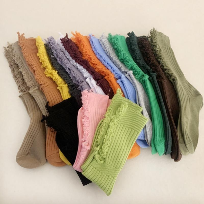 Women Gothic Ripped Holes Crew Socks Ribbed Knitted Harajuku Punk Hip Hop Skateboard Middle Tube Hosiery Streetwear
