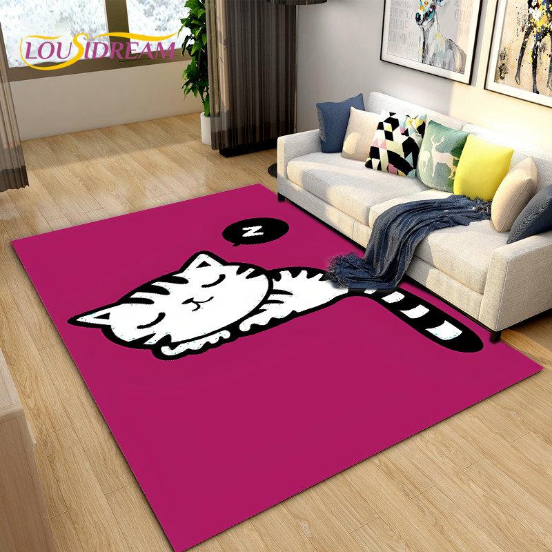 3D Cartoon Cute Cat Area Rug,Carpet Rug for Home Living Room Children's Bedroom Sofa Doormat Decor,Kitchen Non-slip Floor Mat