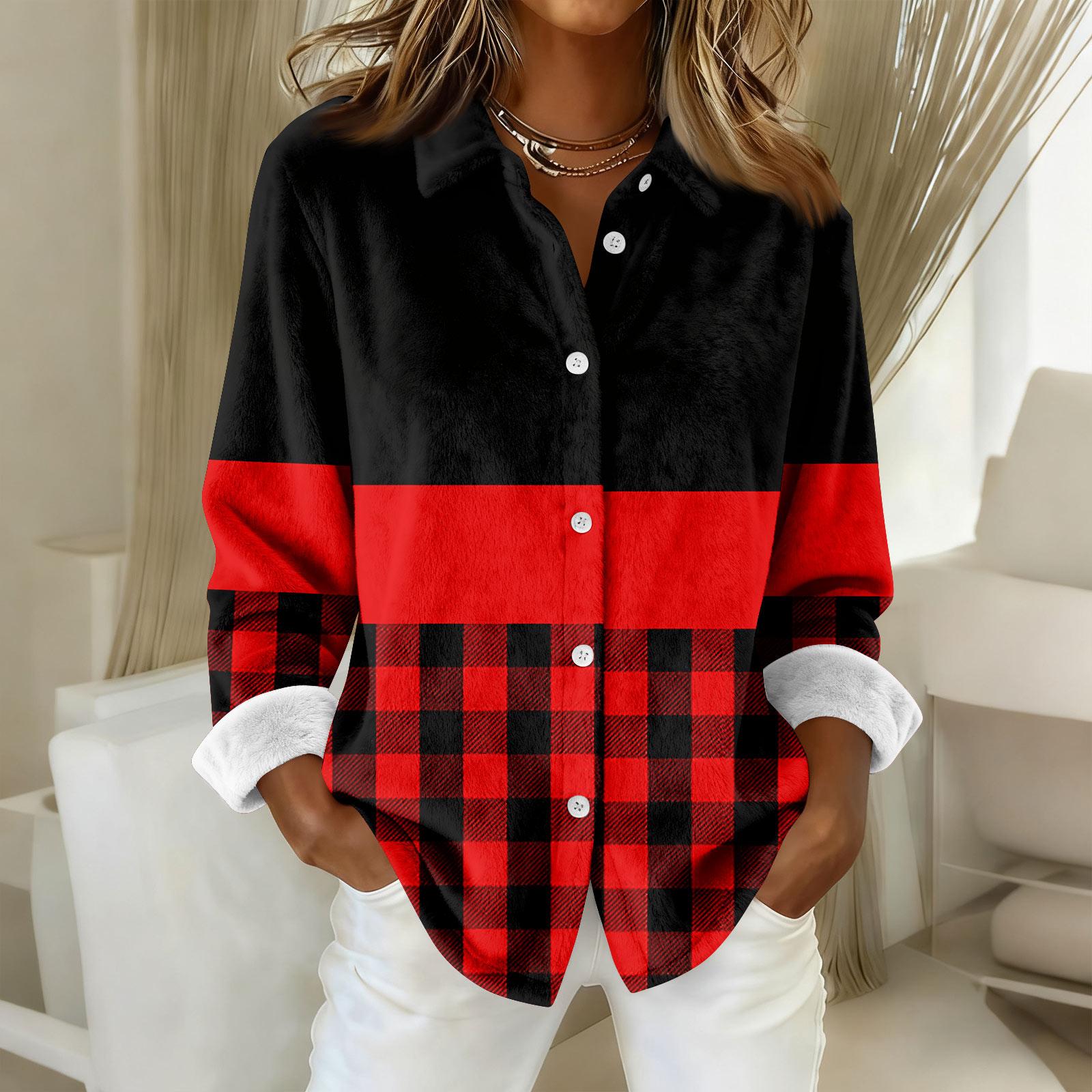 

Женская рубашка-блузка с принтом и пуговицами, длинный рукав, повседневный базовый рубашечный воротник, обычный топ S