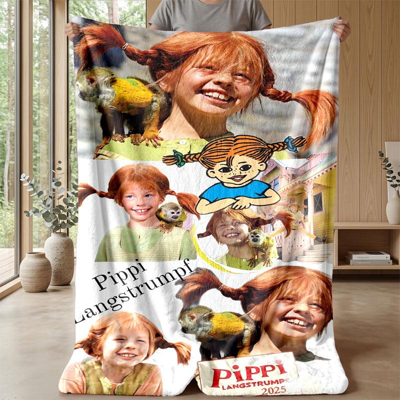 Soft Flannel Blanket Lightweight Cozy Bedroom Living Room CoverPippi Longstocking