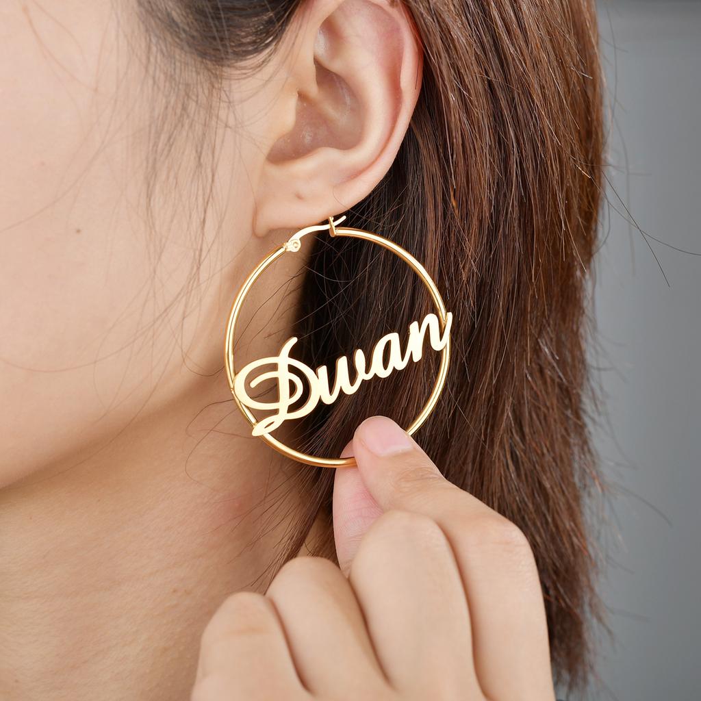 Atoztide Custom Name Earring High Quality Personalized Stainless Steel Letter Heart Star Earrings for Women Party Jewelry Gift