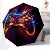 Neon Lights, Gaming Controller Theme Automatic Open/Close Fashion umbrella, Portable 3 Fold Compact Umbrella for Men & Women