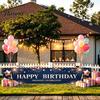 Birthday Decoration Banner Large Happy Yard Sign, 70 x 15 Inch Neon Cyberspace Theme Outdoor Backdrop for Boys Girls Party Supplies Portable