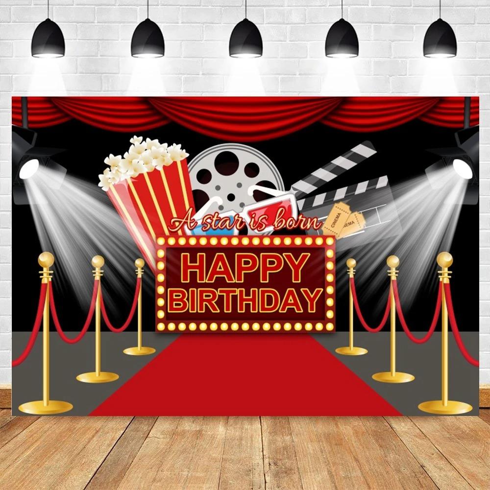 Birthday Party Backdrop Decor Red Carpet Film Cinema Movie Poker Playing Card Casino Photographic Background Photo Studio Props