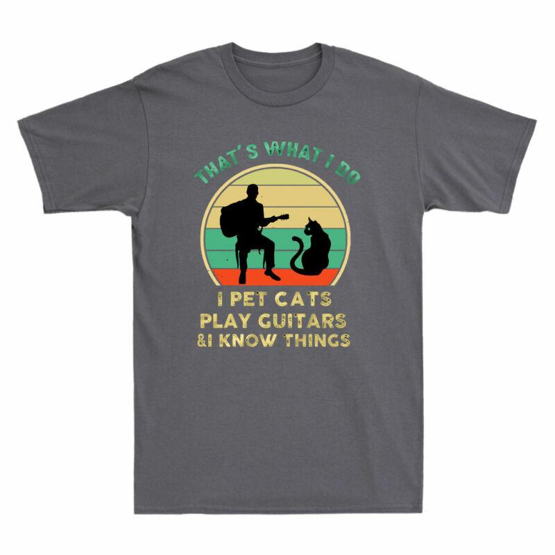 Vintage Pet Cats Play and That's Know I What Things T-Shirt Guitars I I Do Unisex's