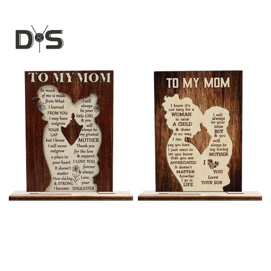 Mother's Day Wooden Ornament Gift for Mom from Daughter/Son Desk Decor Standing Sign Birthday Gratitude Gift for Mom