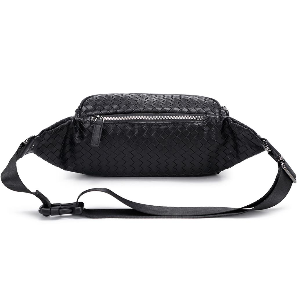New Slazenger Soft Leather One Shoulder Crossbody Bag, Sling Bag, Fanny Pack Regular Unisex Black SLA8444