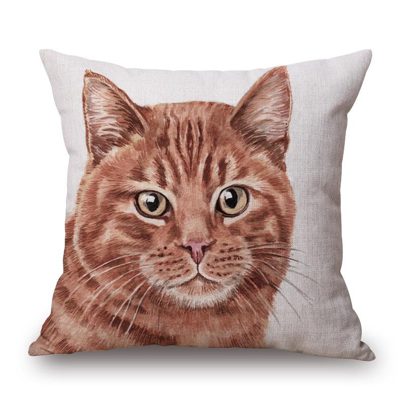 Hand Painting Animals Cushion Covers Bulldog Bull Terrier Labradoodle Dog Cat Print Decorative Pillow Case
