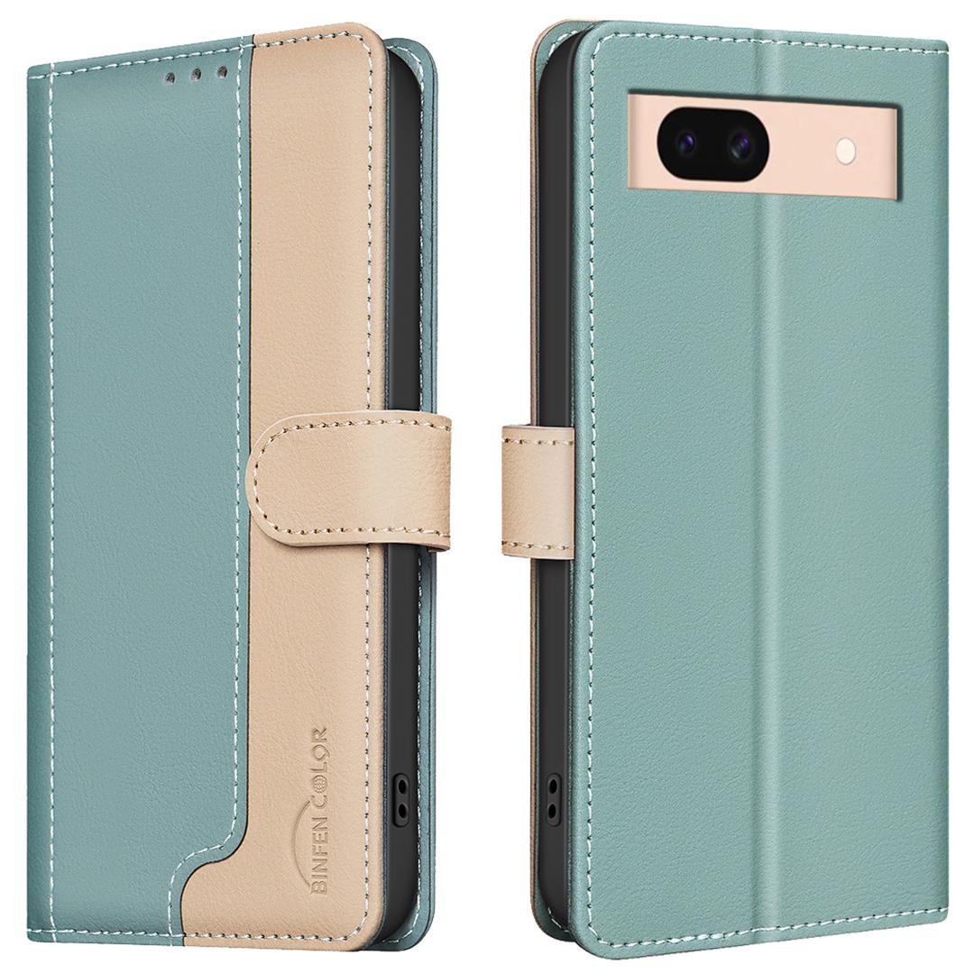 

For Google Pixel 8a Case RFID Blocking PU Leather Flip Phone Cover Green