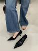 High heels female spring and autumn 2025 new fairy style thin heel pointed head shallow mouth medium heel single shoes