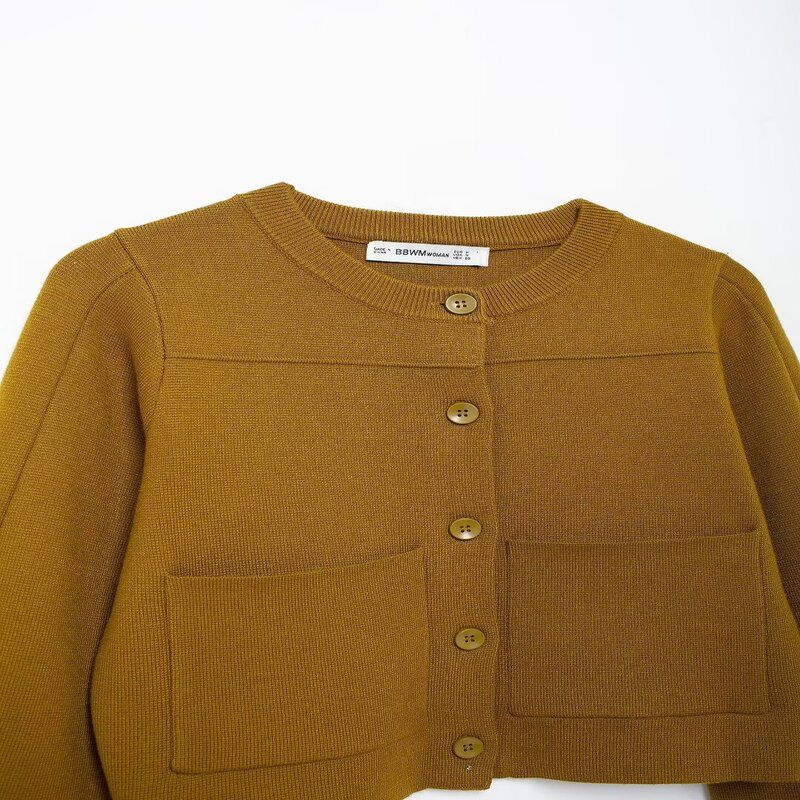 Fashion Style 2024 Fall and Winter New Women's Clothing Minimalist Easiest for Match Round Neck Long Sleeves Casual Knitting Outwear 3920156