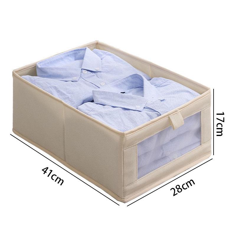 Cotton Linen Wardrobe Organizer Box with Mesh Visibility