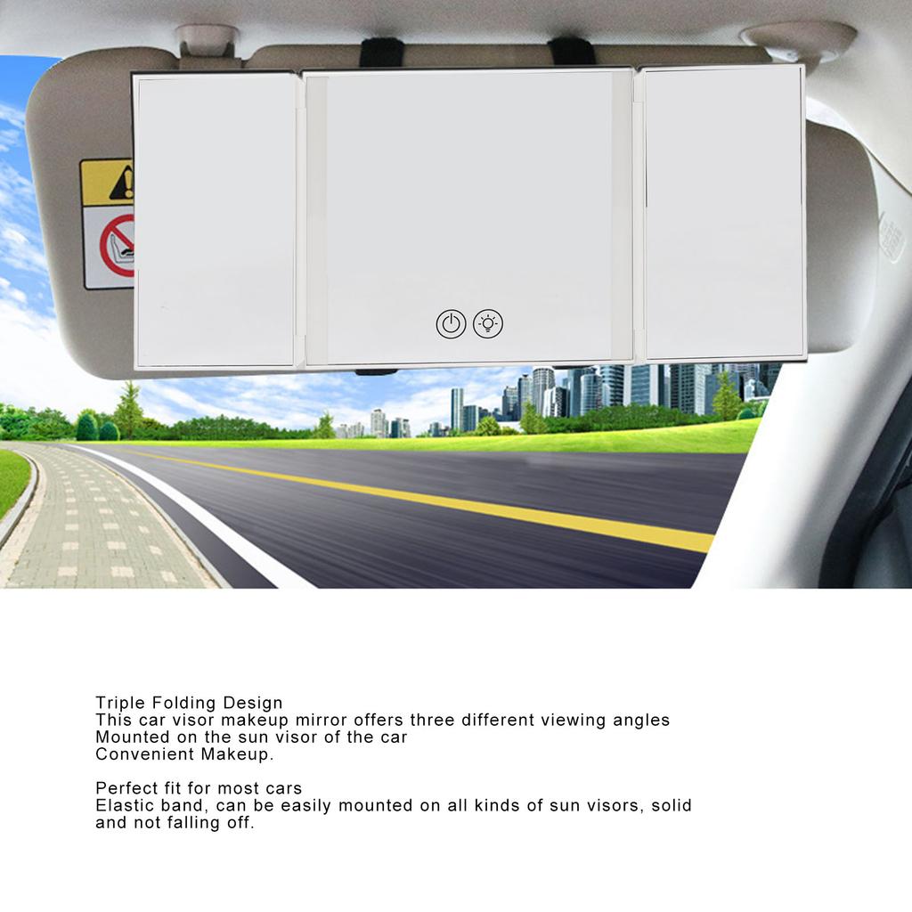 Parasolar Auto Pliabil Triplu Oglindă de Machiaj Parasolar Auto Pliabil Oglindă de Machiaj Parasolar Auto Oglindă de Machiaj cu Lumină LED Pentru Majoritatea Mașinilor