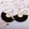 Gprince European Fashion Fan-shaped Gothic Tassel Earrings Ear Drops Women Jewelry Black