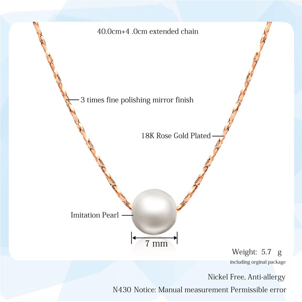 Simple OL Lady Style Imitation Pearl Rose Gold Color Jewelry Necklace Earring Set For Women ZYS358