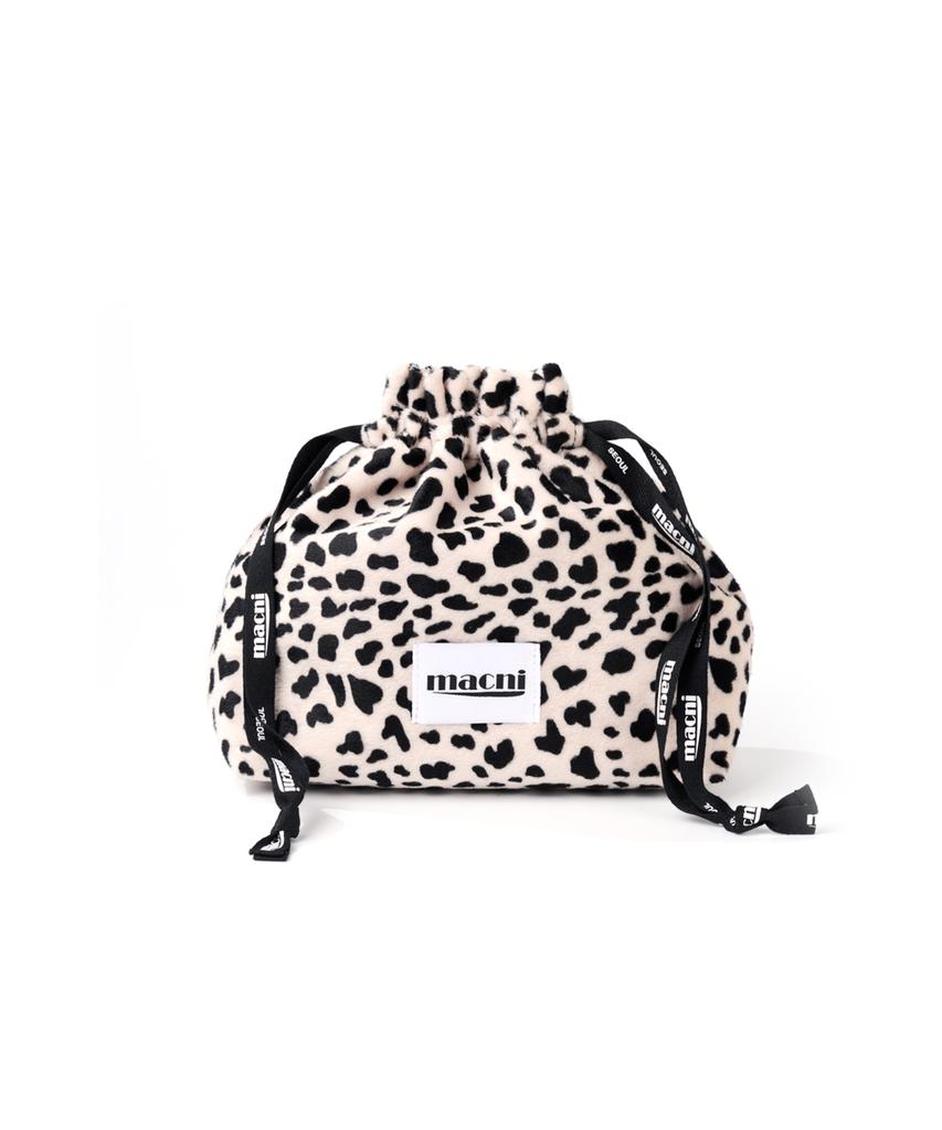 Macni Leopard String Pouch Bag Beige