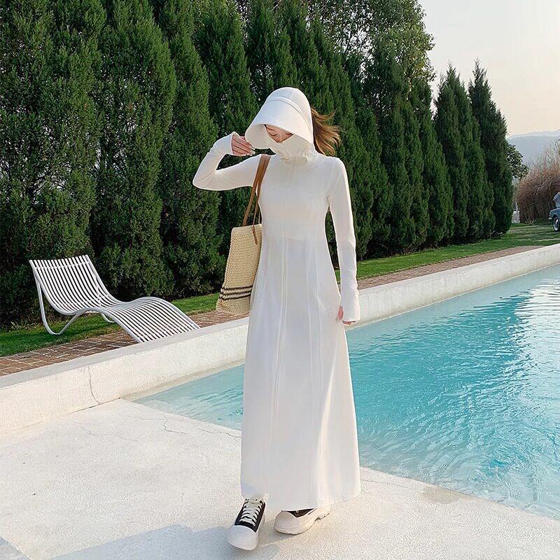 Long full body sunscreen clothes women's 1011 summer new ice silk thin sunscreen clothes ice feeling UV protection dress