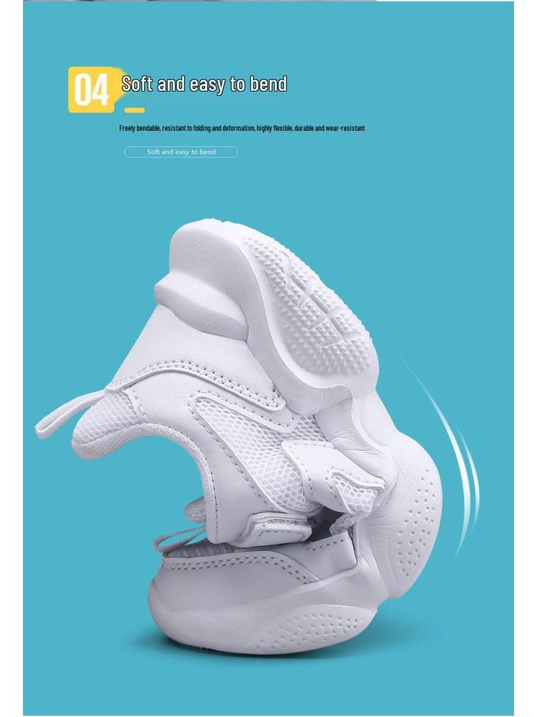 Children's Breathable Mesh Running Shoes - Boys' White Sports Sneakers for Students