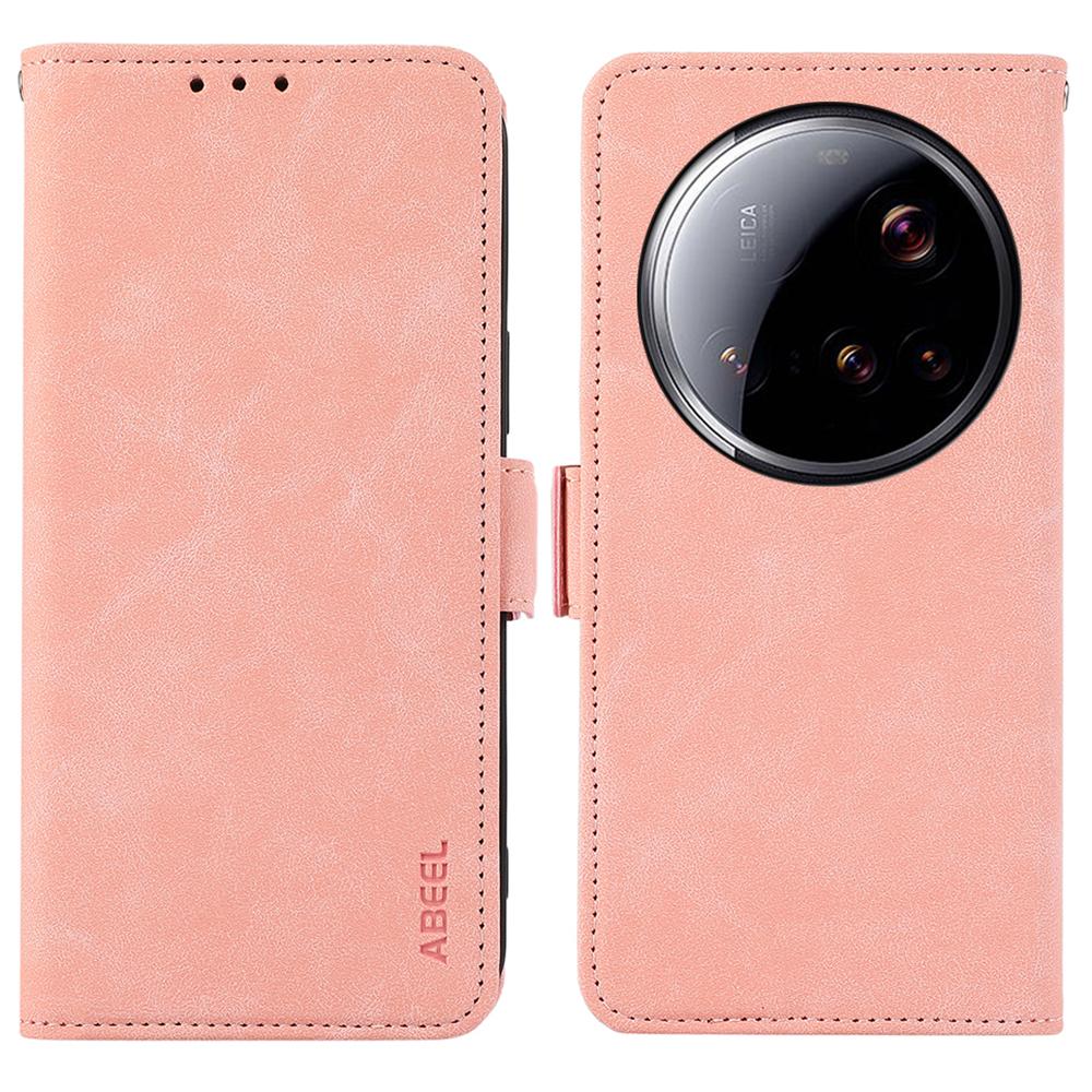 ABEEL For Xiaomi 15 Ultra Case PU Leather Folio Stand View RFID Blocking Phone Cover