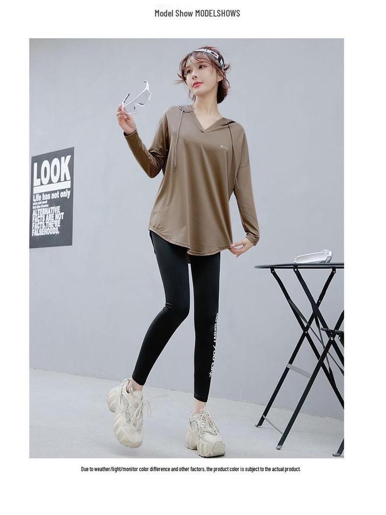 Dámská rychleschnoucí sportovní mikina s kapucí - Podzim/Zima Dlouhý rukáv Plus size pro běh, posilovnu a jógu