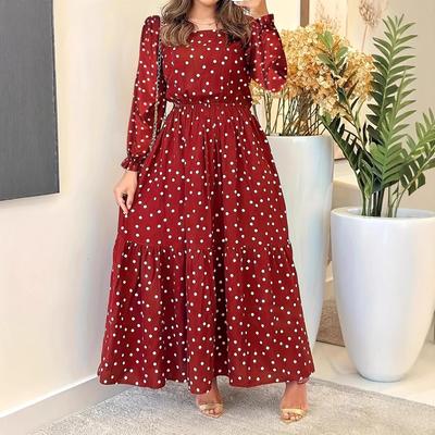 Women's Polka Dot Long Sleeve Irregular Hem Autumn Dress
