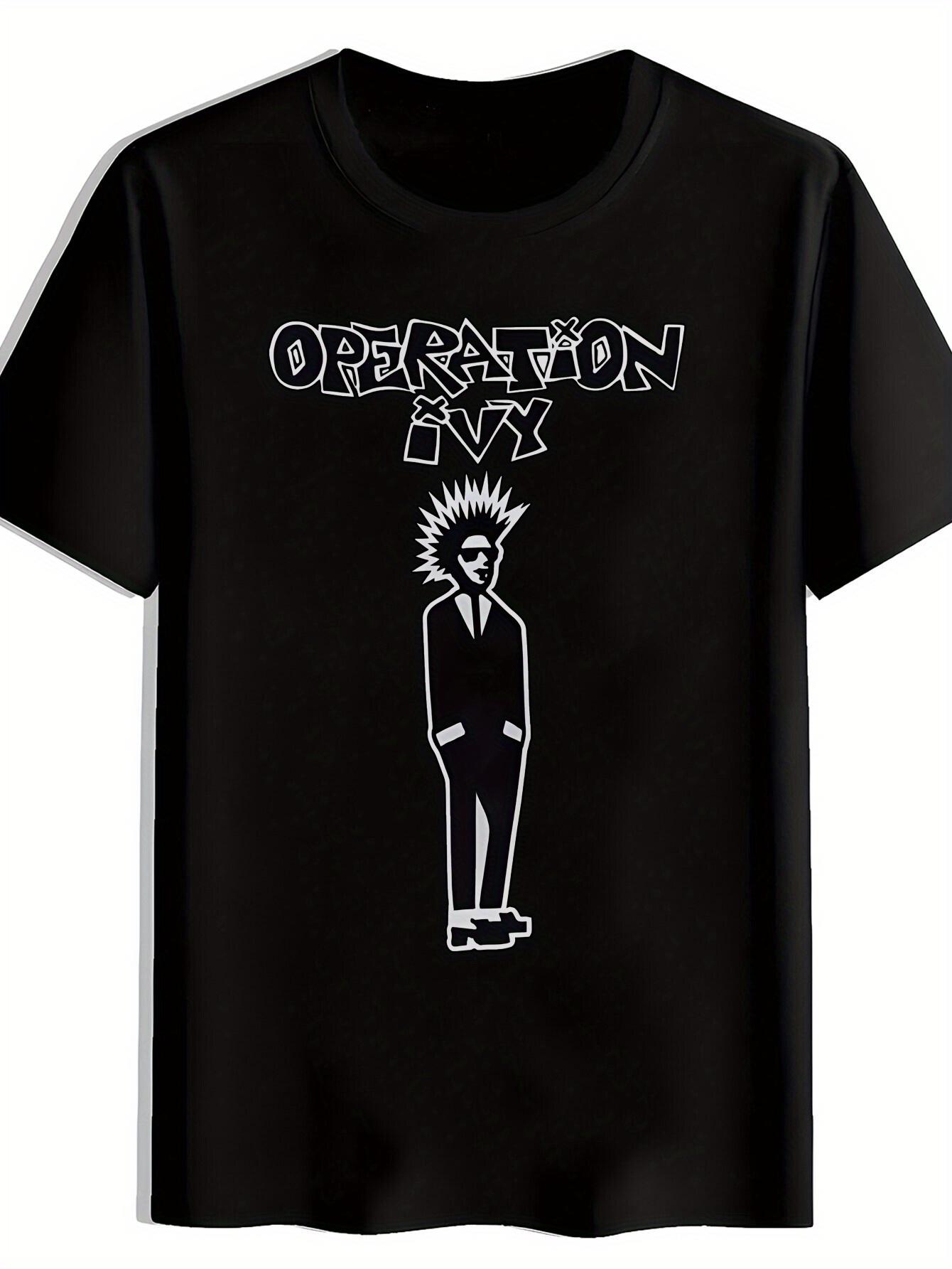 Vintage Rock Band Graphic T-shirt - Black Short Sleeve Round Neck Casual Tee with Operation Ivy & Music Icon Print M